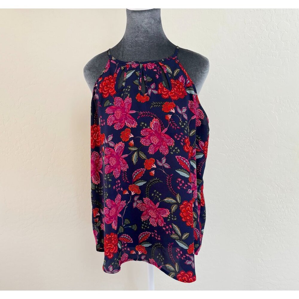 Papermoon Walita Cutout‎ Blouse. Navy Floral. Size L.